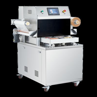 Fully Automatic Vacuum Skin Sealing Machine DQ480VSL with Food Grade 304 Stainless Steel and 6061 Anodized Aluminum Mold for MAP Packaging