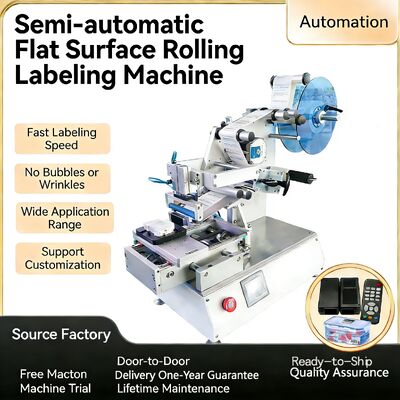 Manufacturer's direct supply of small semi-automatic flat labeling machine CH-615 plastic part labeling machine, cotton swab box labeling machine