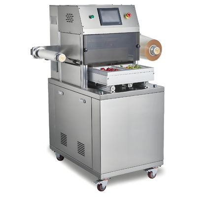 Automatische tray sealer DQ320L-V met voedselkwaliteit 304 roestvrij staal en 6061 geanodiseerd aluminium malen voor gemodificeerde atmosfeer verpakking