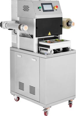 Automatische tray sealer DQ320L-E met voedselkwaliteit 304 roestvrij staal en 6061 geanodiseerde aluminium mal voor gemodificeerde atmosfeer verpakkingsmachine