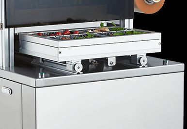 Commercial Automatic Modified Atmosphere Vertical Tray Sealer DQ400L-E with Food Grade 304 Stainless Steel and 6061 Anodized Aluminum Mold